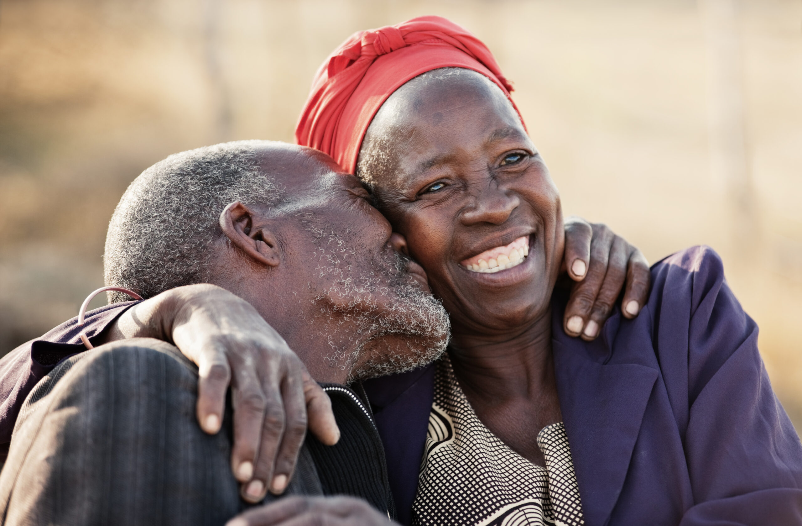 in love African American couple in their eighties and seventies